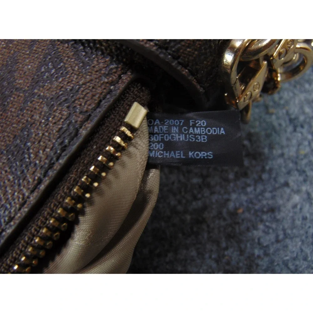 Michael‎ Kors Sheila Satchel Brown Monogram Snakeskin Trim 30F0GHUS3B Large